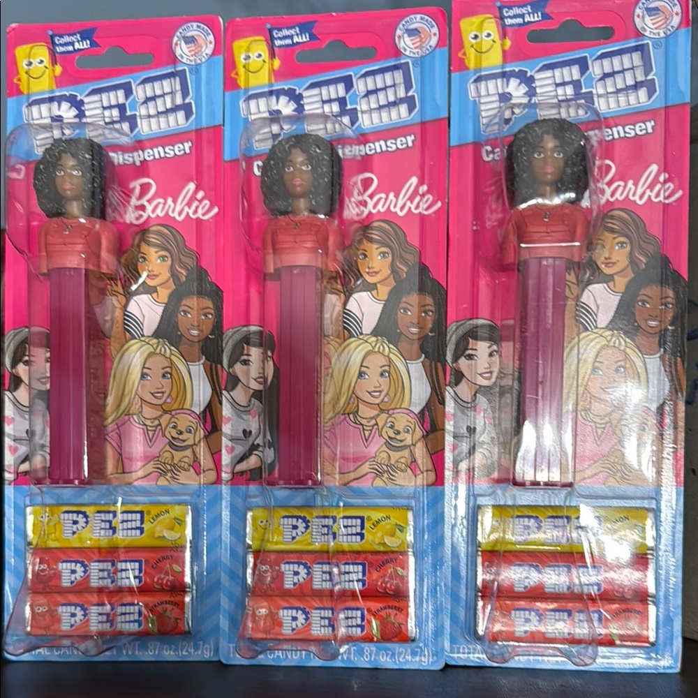 Lot of 3 brand new in original packaging African American Barbie Pez Dispensers